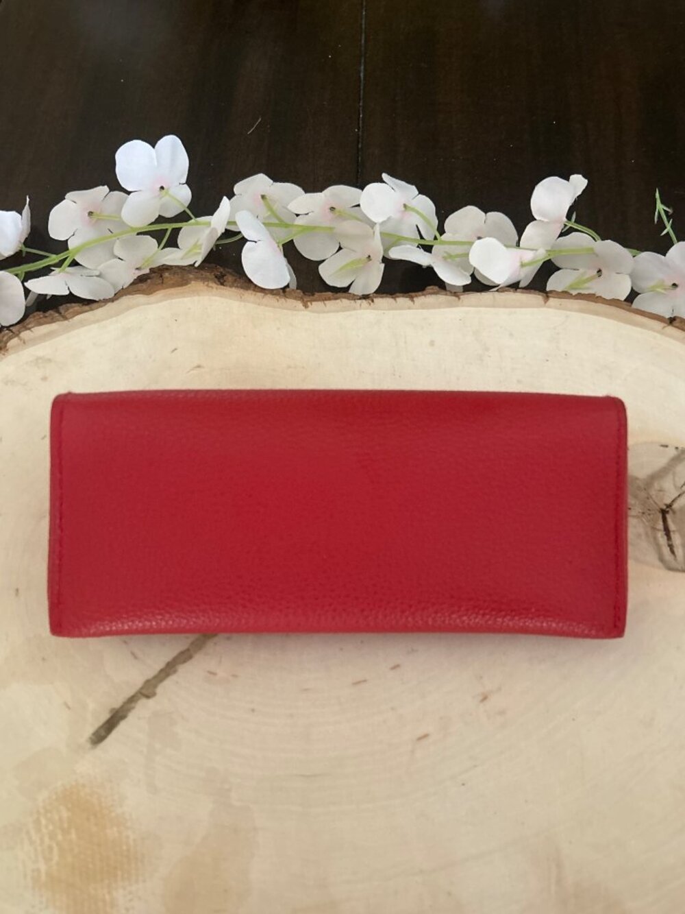 Guess Red Faux Leather Eyeglass Case Snap Magnetic Closure Soft Lined - Picture 2 of 10
